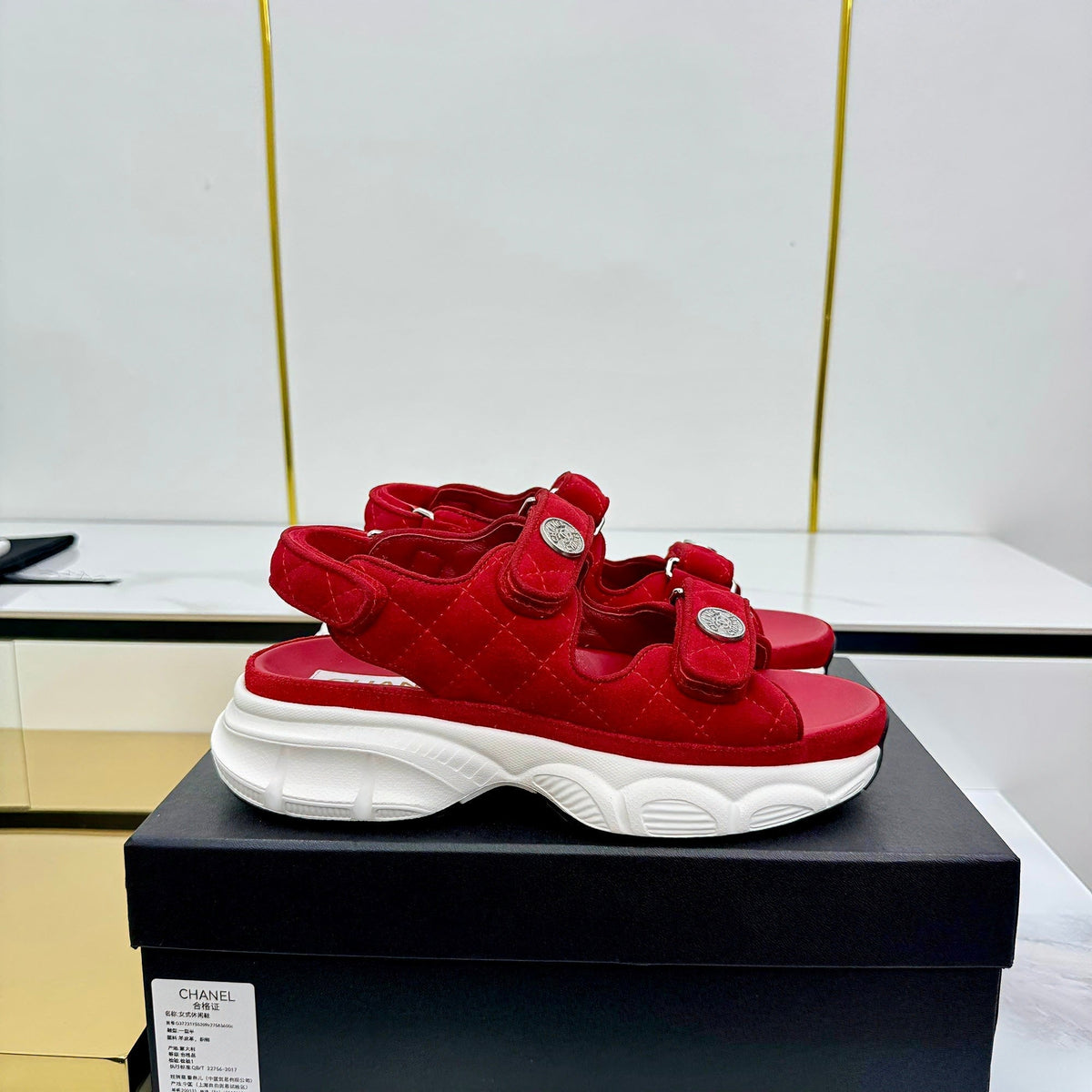 CC 25 Dad Sandals Red Suede 331167