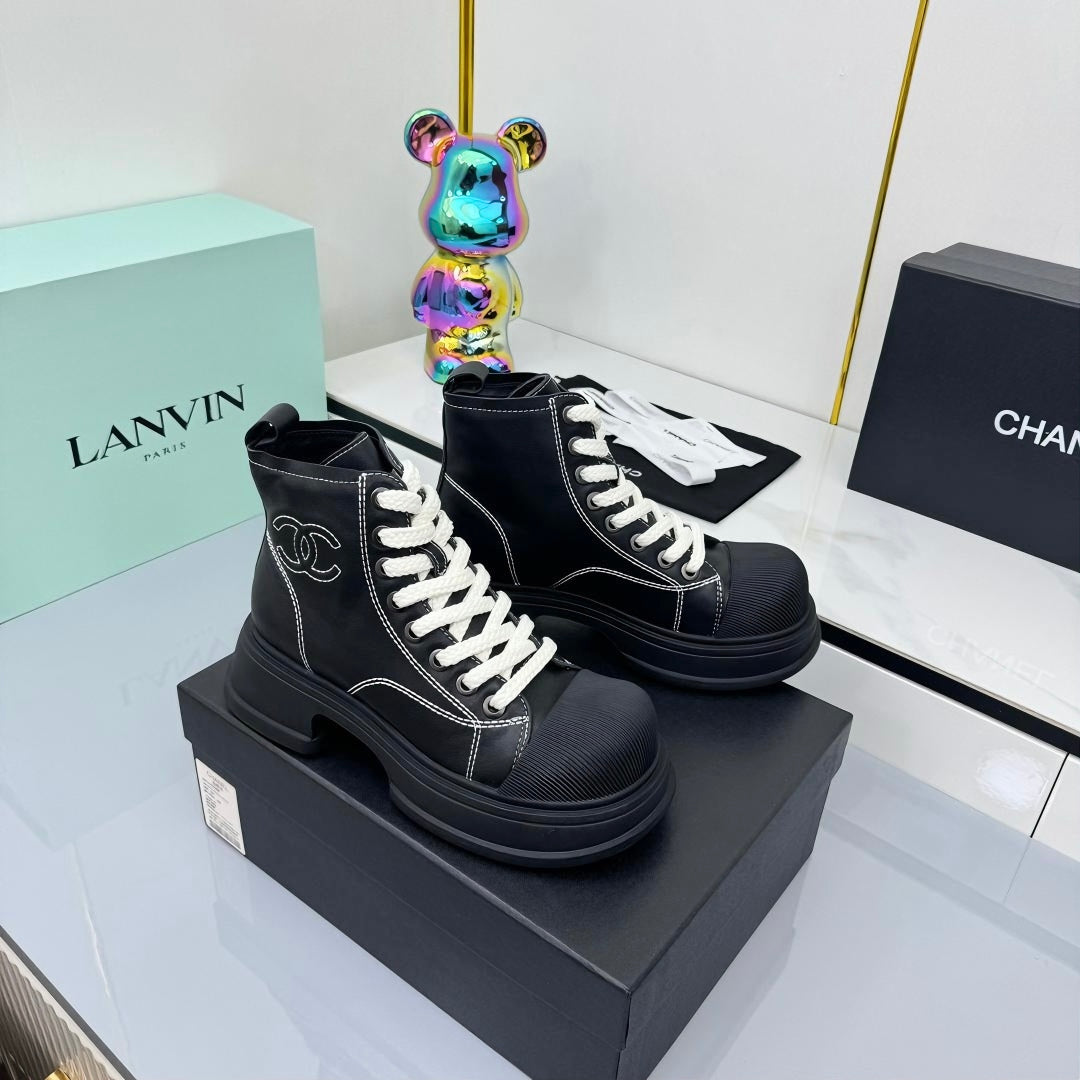 Chanel 2025 High-Top Sneakers Black Cowhide 469810
