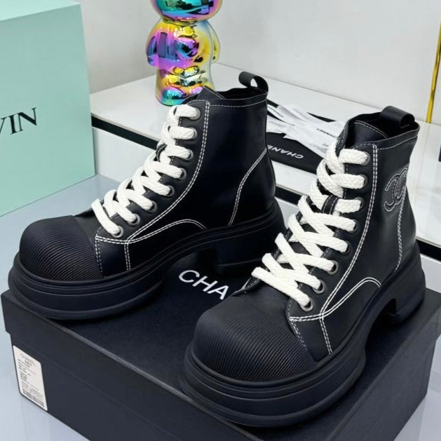 Chanel 2025 High-Top Sneakers Black Cowhide 469810