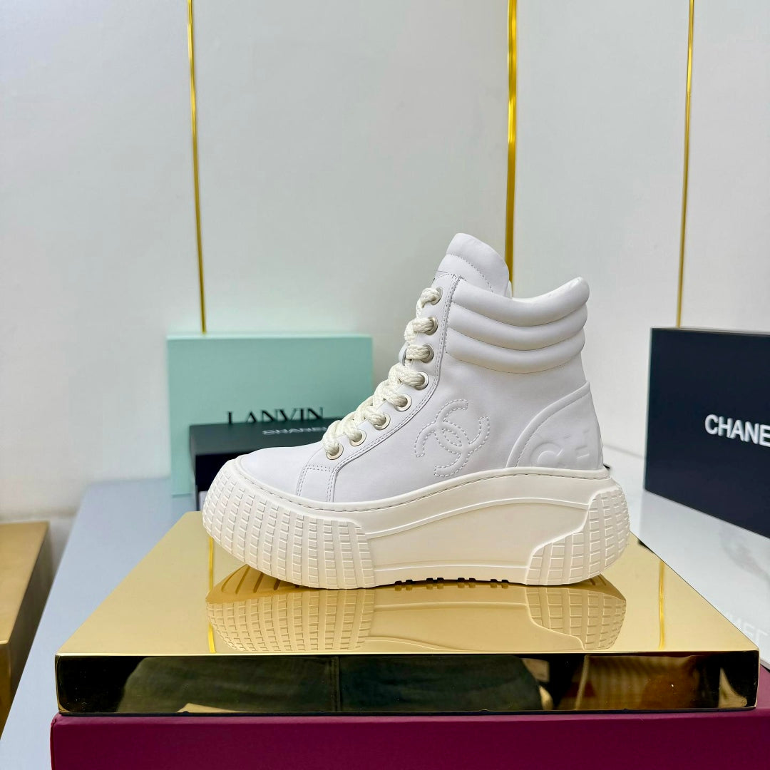 Chanel 2025 High-Top Sneakers White Cowhide 469795