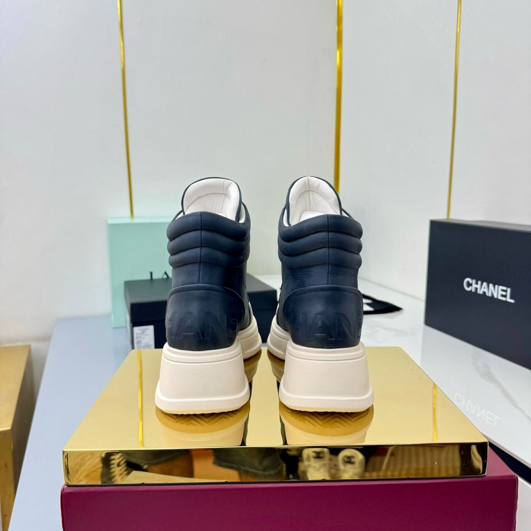 Chanel 2025 High-Top Sneakers Blue White Cowhide 469788