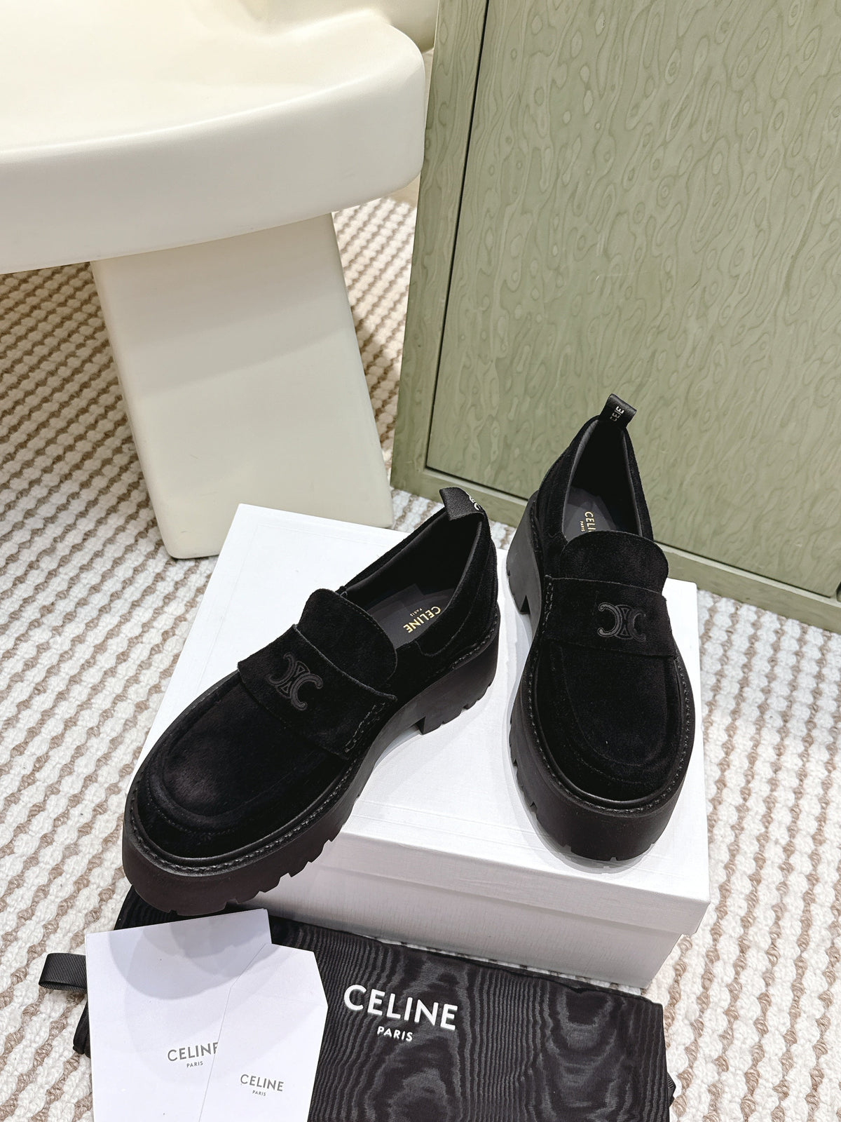 Celine 2026 Triomphe Loafers Suede Calfskin 654897