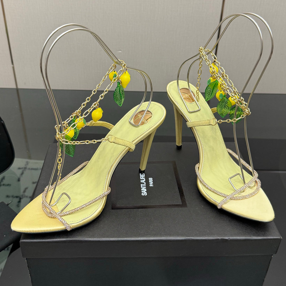 YSL 2026 High Heels Sandals 90mm Lemon-Embellished 791889
