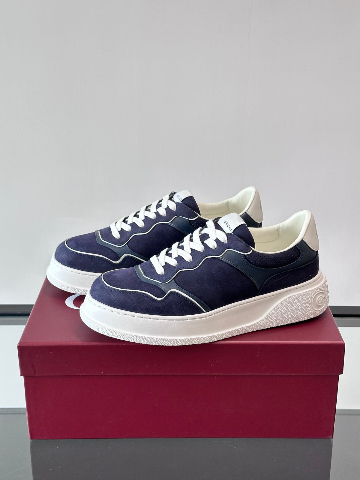 GG Men's Chunky Sneaker Blue Cowhide 535275