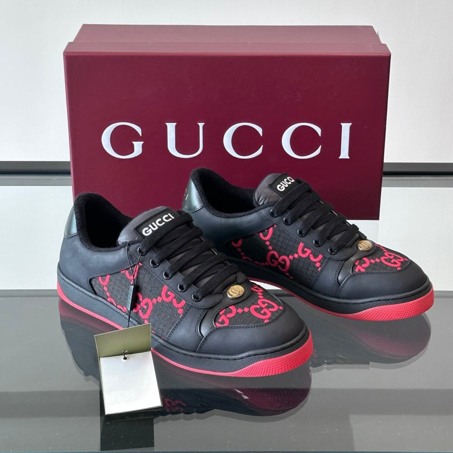GG Men's Screener Sneaker Black Red Canvas 524670