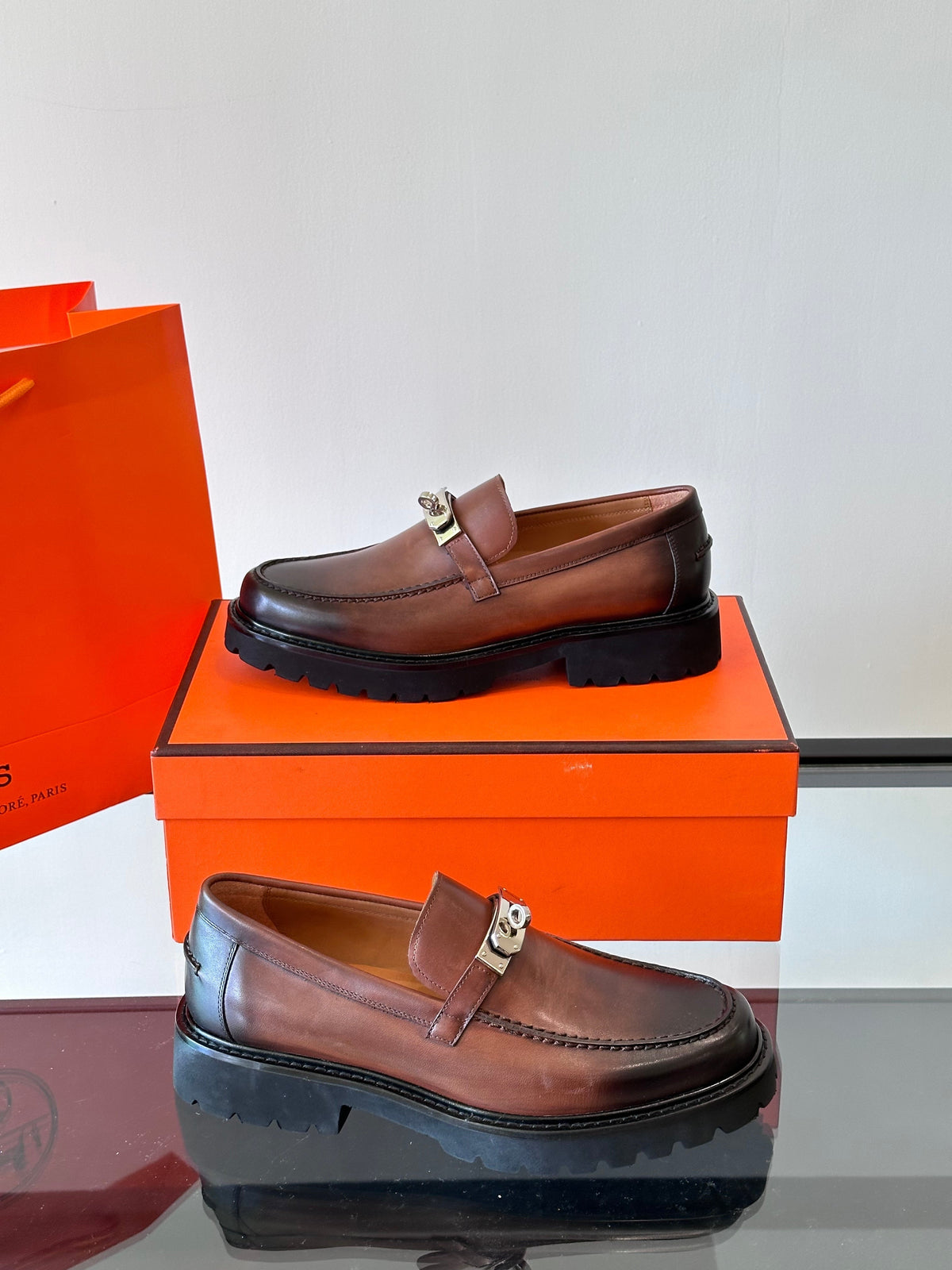 HM Men's Icone Loafer Black Brown Cowhide