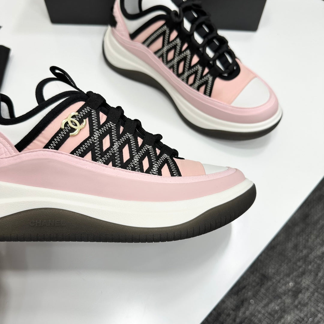 CC 26s Casual Sneakers Light Pink Black Fabric Cowhide 626374