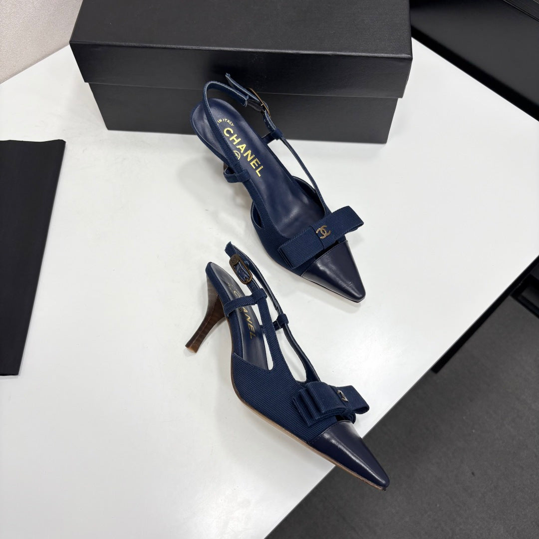 Chanel 2026 Bow Slingback 75mm Canvas Leather Suede 193798