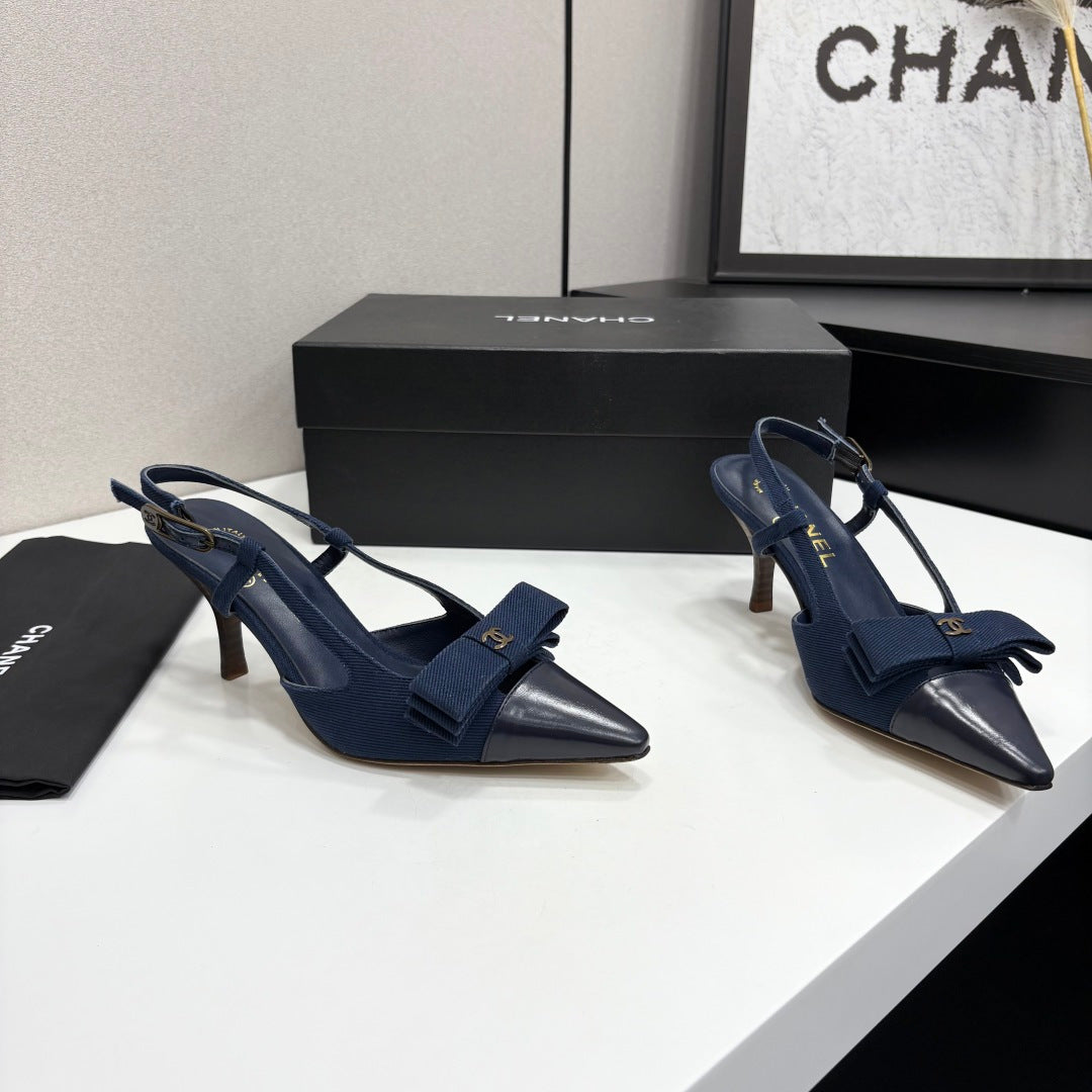 Chanel 2026 Bow Slingback 75mm Canvas Leather Suede 193798