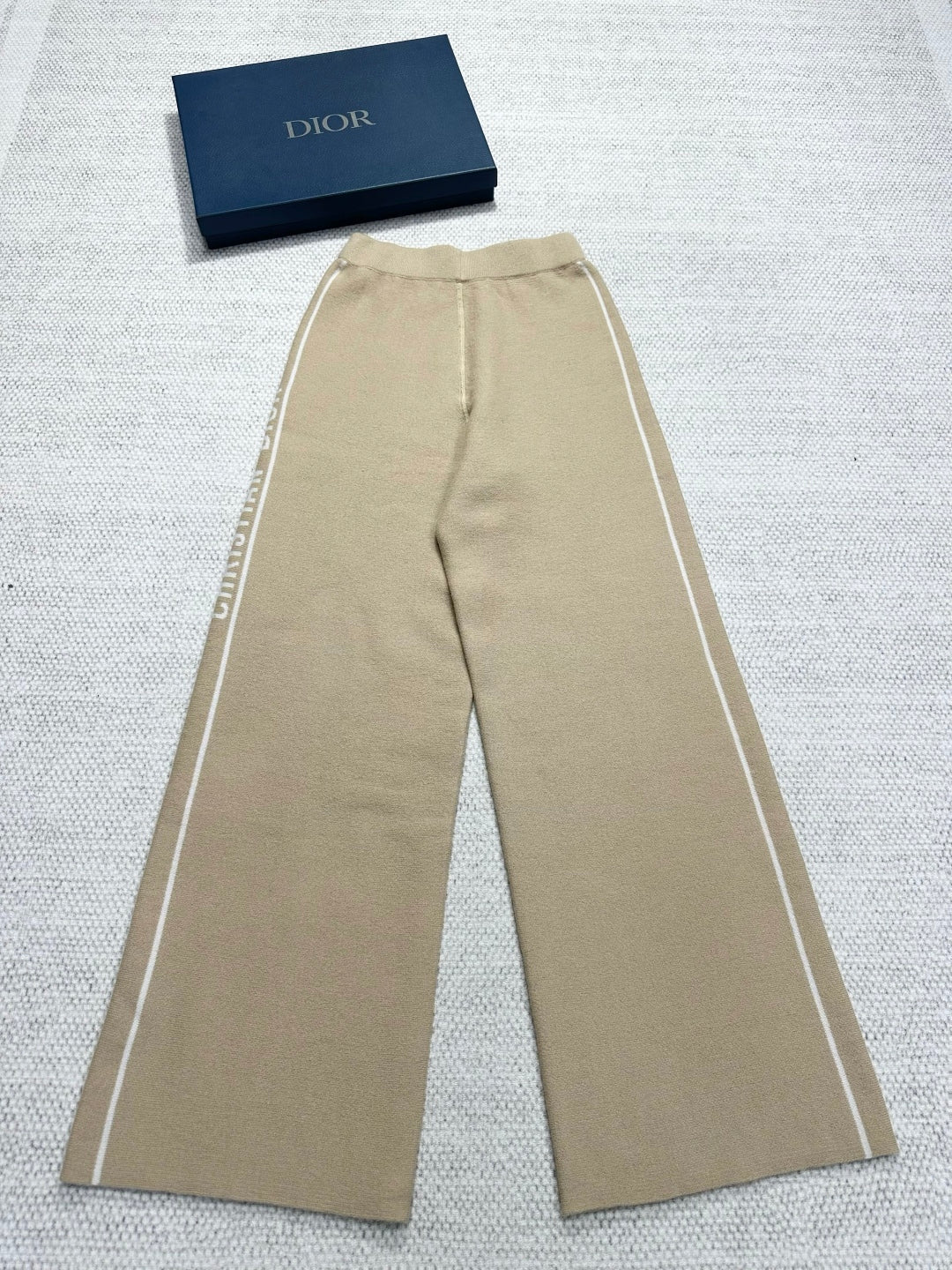 CD Double-Faced Wide-Leg Pants Cashmere