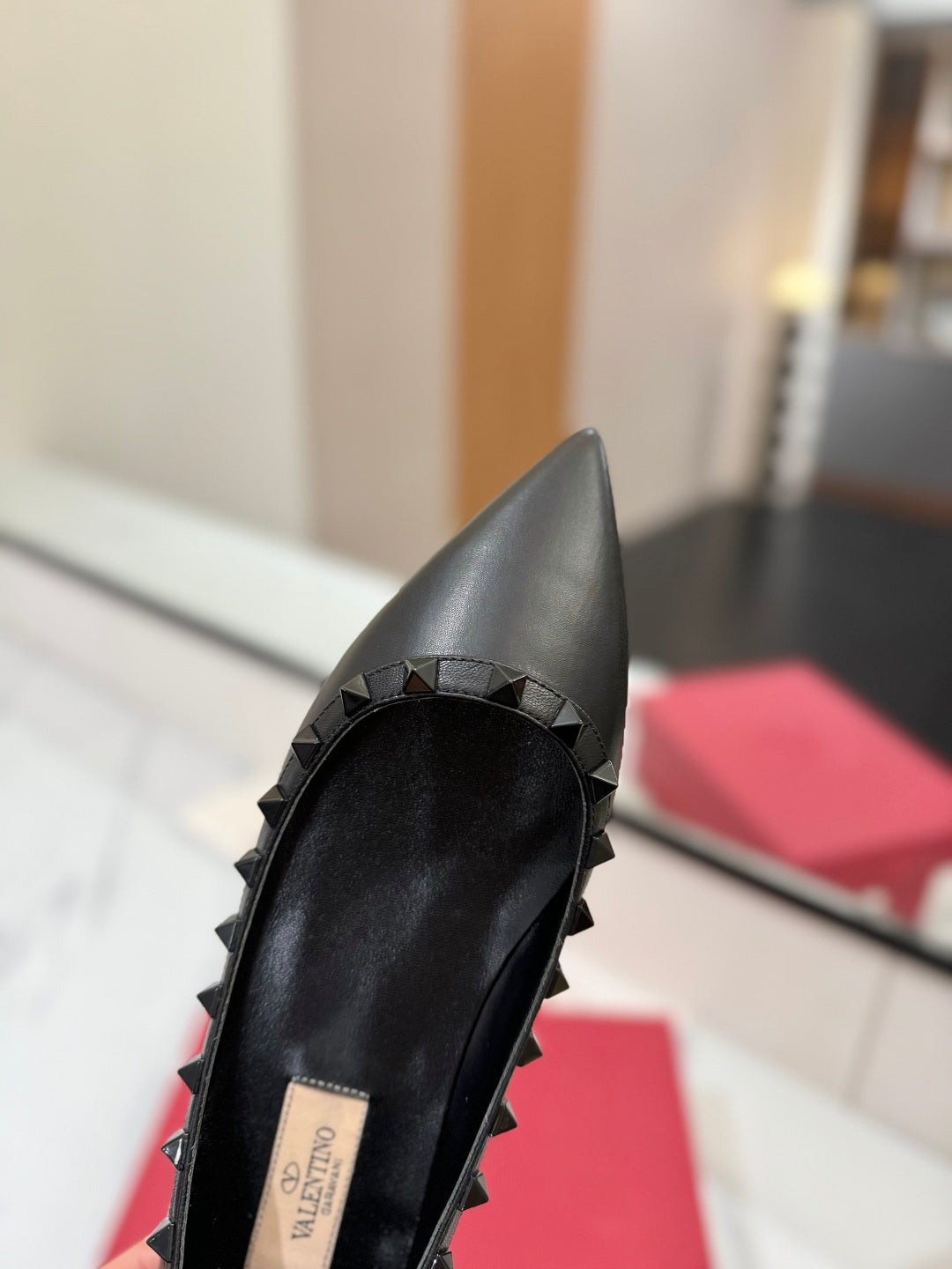 VT Rockstud Ballet Flat Black Goatskin 351986