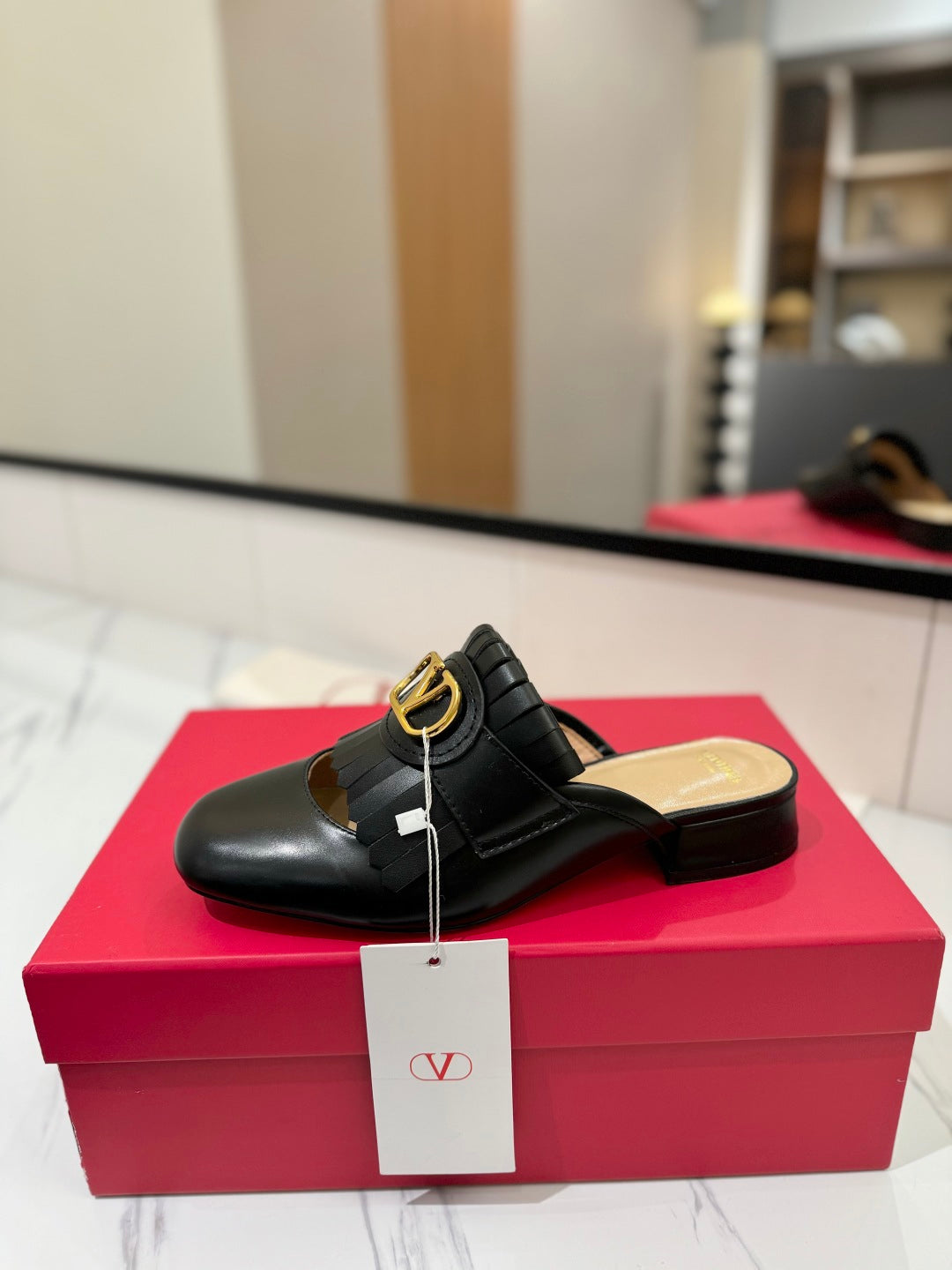 VT 2025 Signature Mule Black Calf Leather 295083