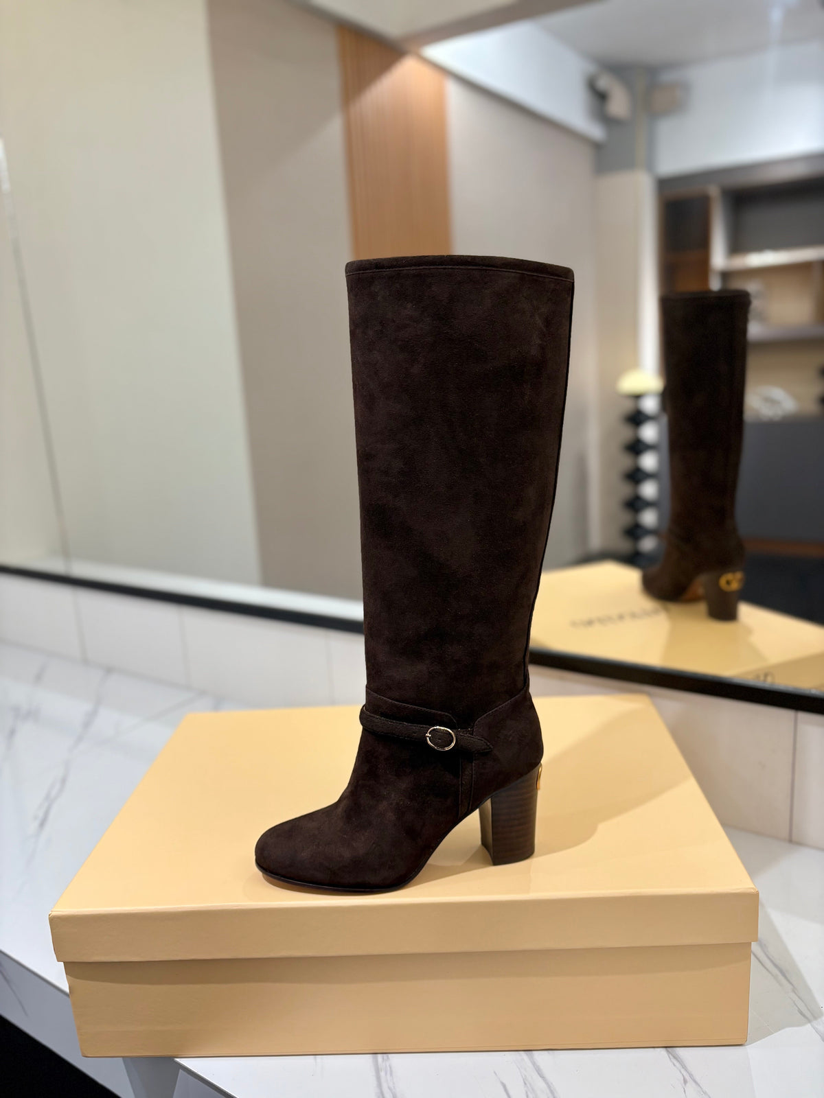 Valentino 2025 Pattie High Boot Dark Brown Suede 560739