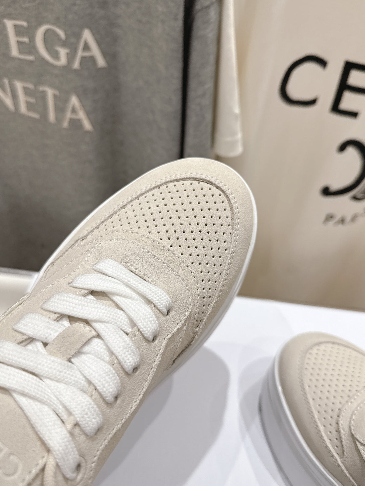 CELINE 25C SNEAKERS WITH WEDGE BEIGE SUEDE 236766
