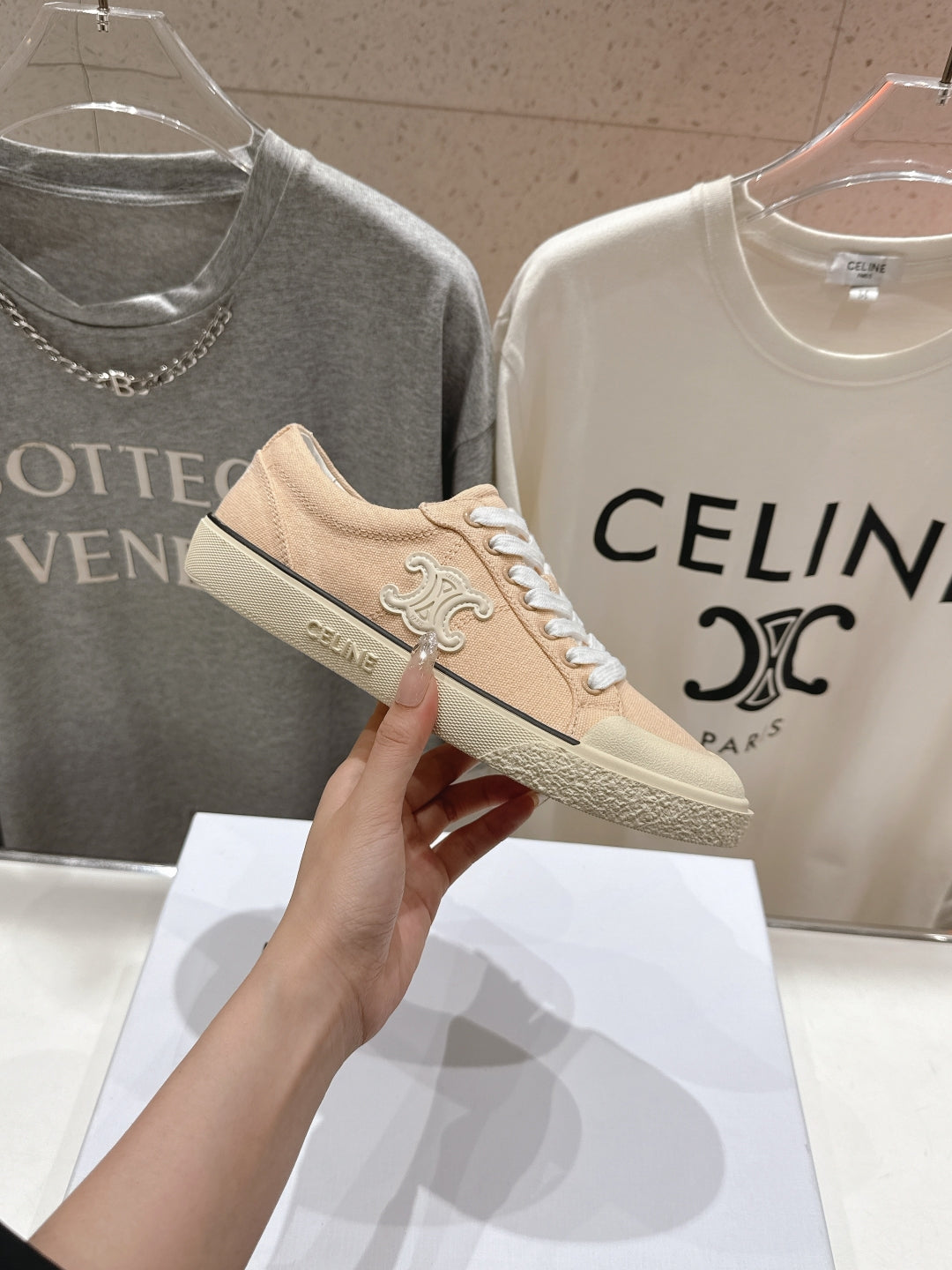 CELINE 25C Sneaker Sofr Apricot Canvas 236759