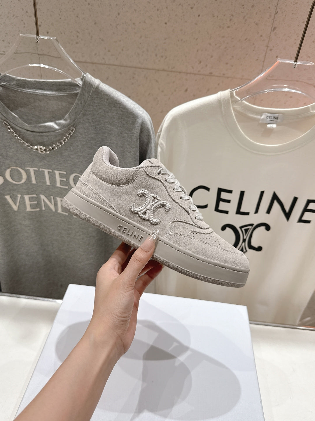 CELINE 25C SNEAKERS GRAY SUEDE 236764
