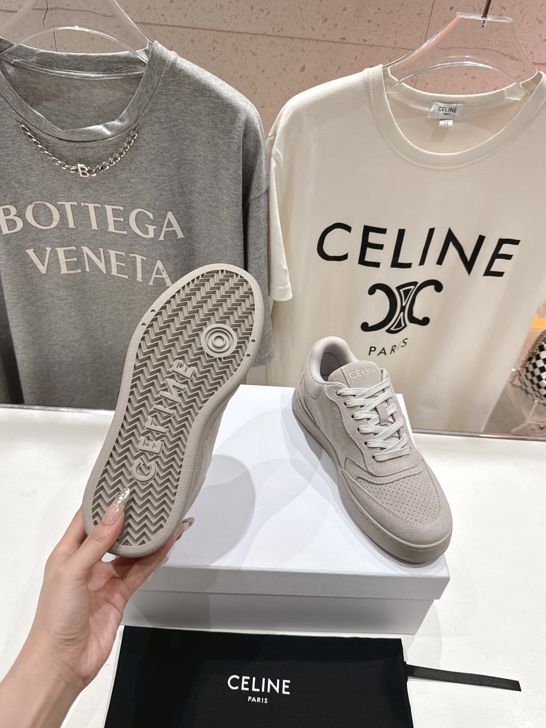 CELINE 25C SNEAKERS GRAY SUEDE 236764