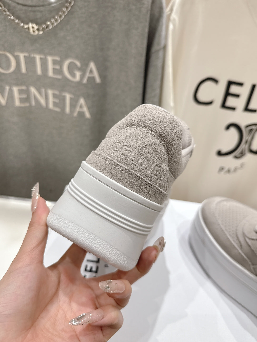CELINE 25C SNEAKERS WITH WEDGE GRAY SUEDE 236767