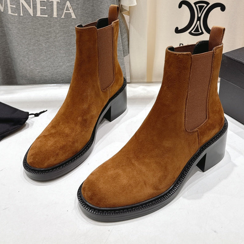 YSL 2025 Short Boot Brown Suede 567584