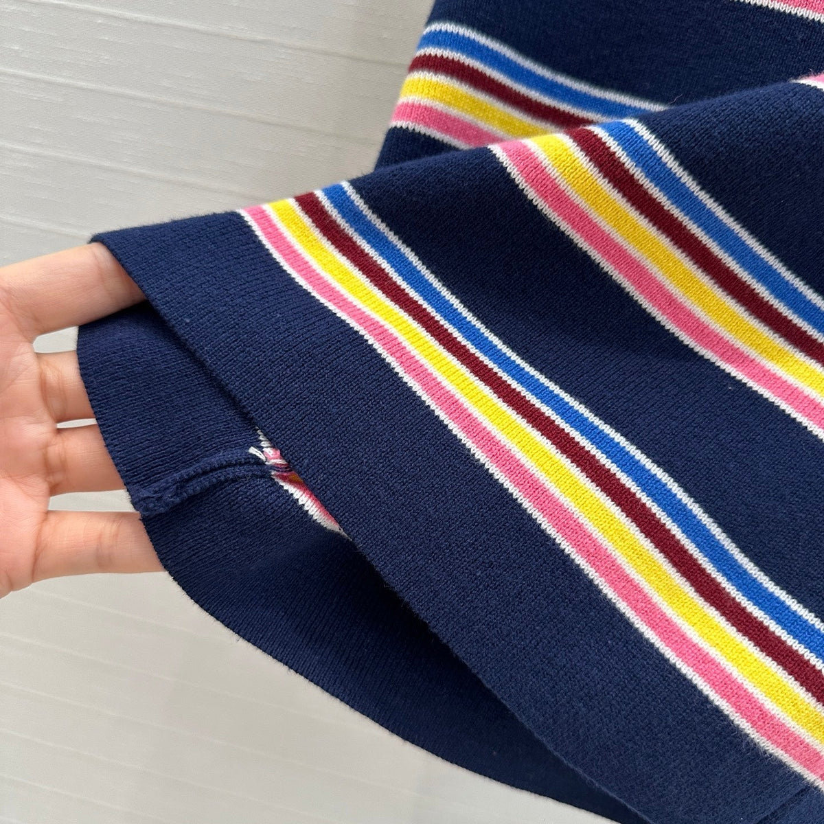 Prada 2025 Striped Vest Navy Blue mix colors Cotton