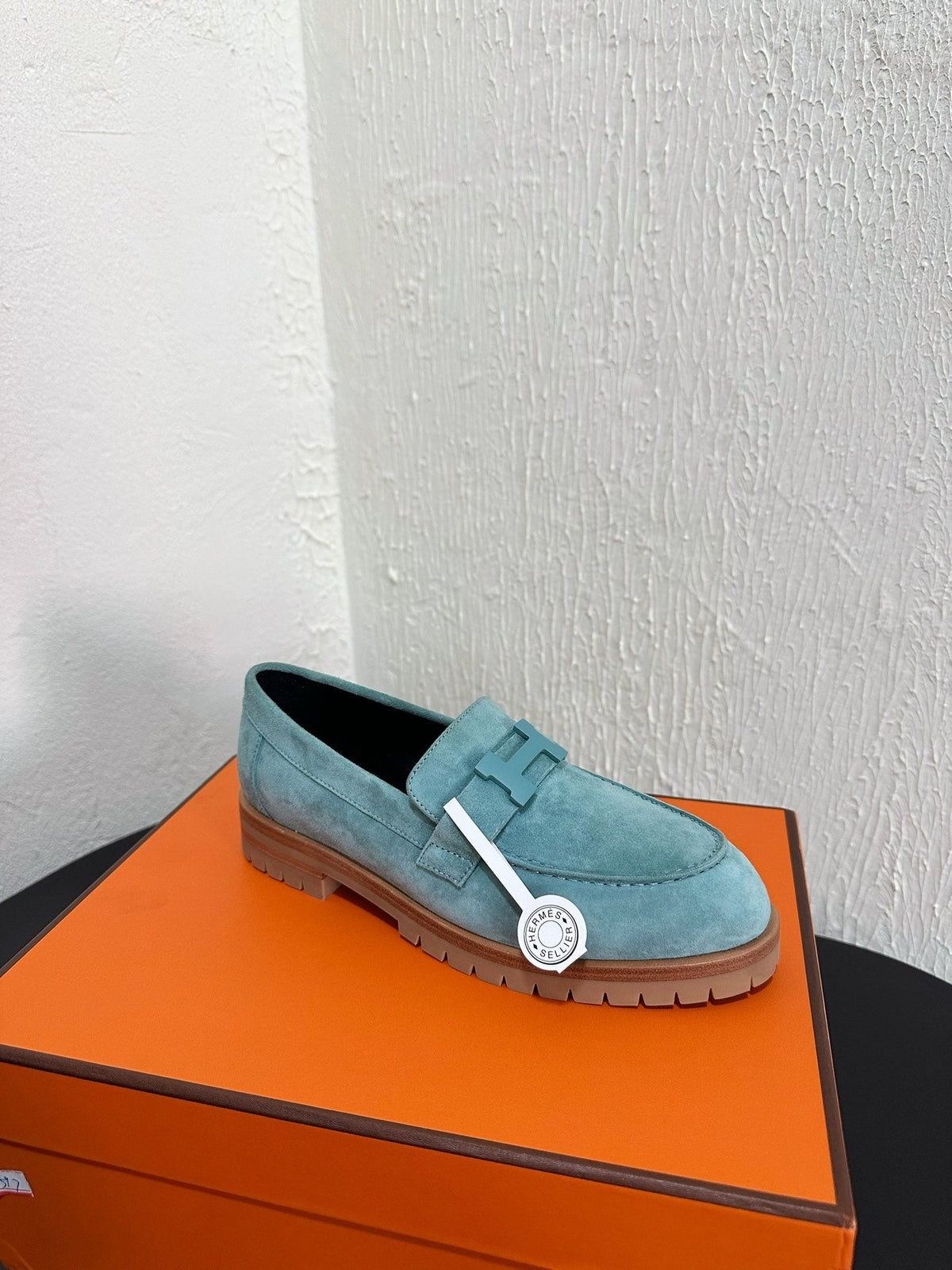 HM Faubourg Loafer 30mm Baby Blue Color Suede 960937