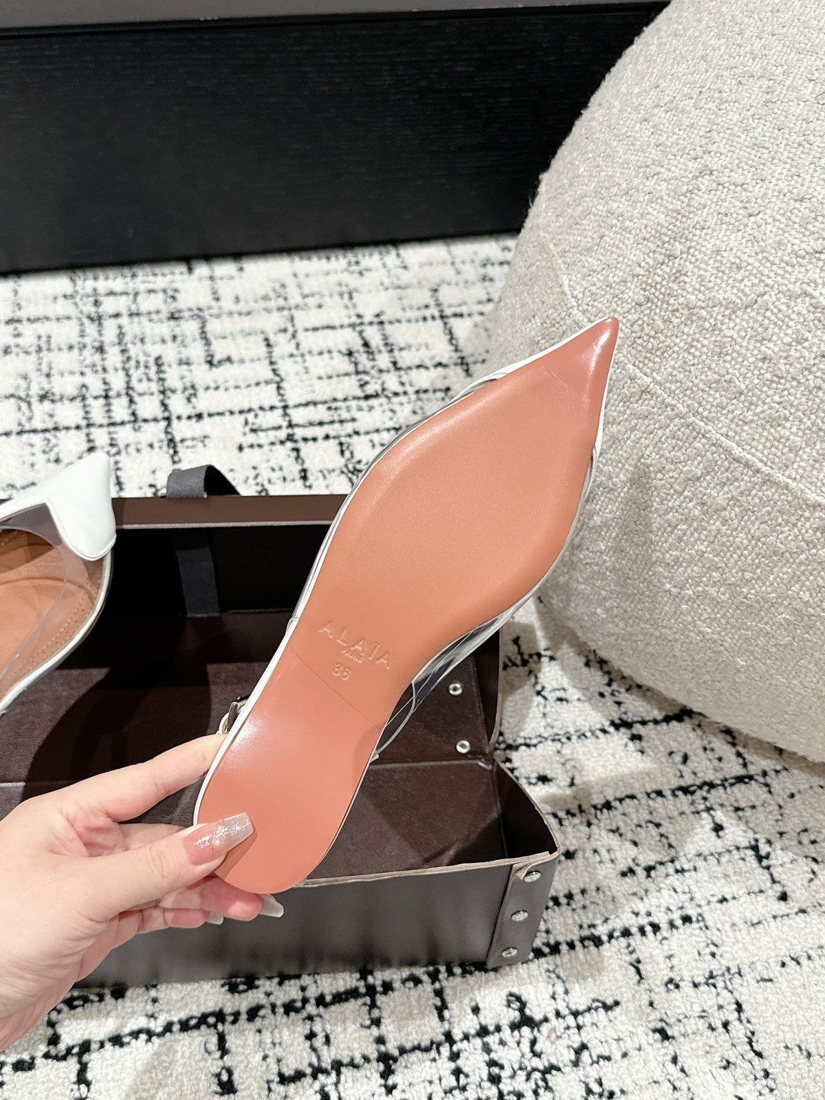alaia slingbacks flat optic white heart lambskin