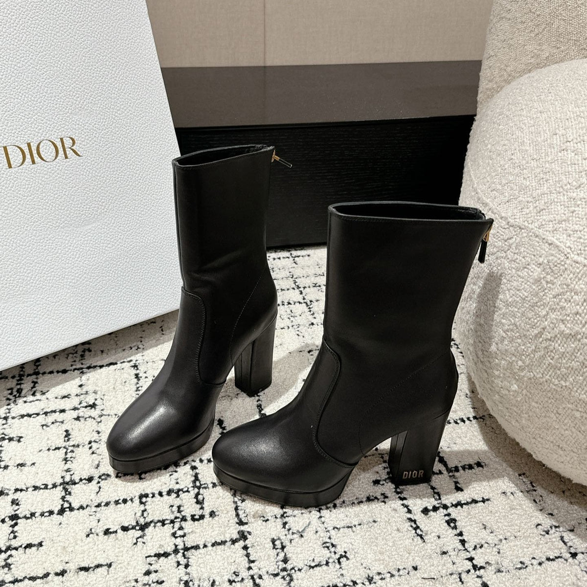 CD Ankle Boots 100mm Black Lambskin