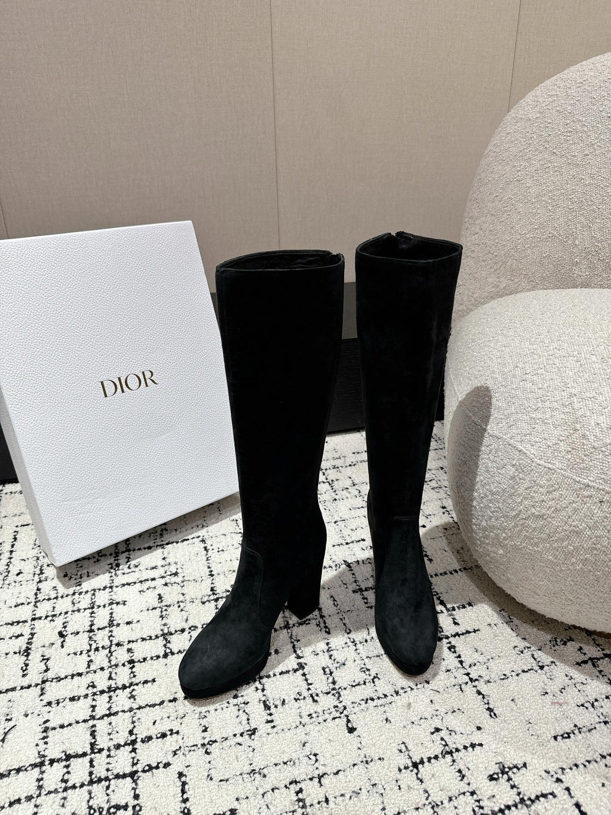 CD High Boots 100mm Black Suede