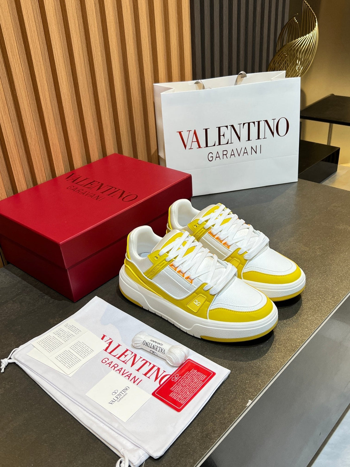 VT 25S Couple Sneakers White Yellow Calfskin 563109