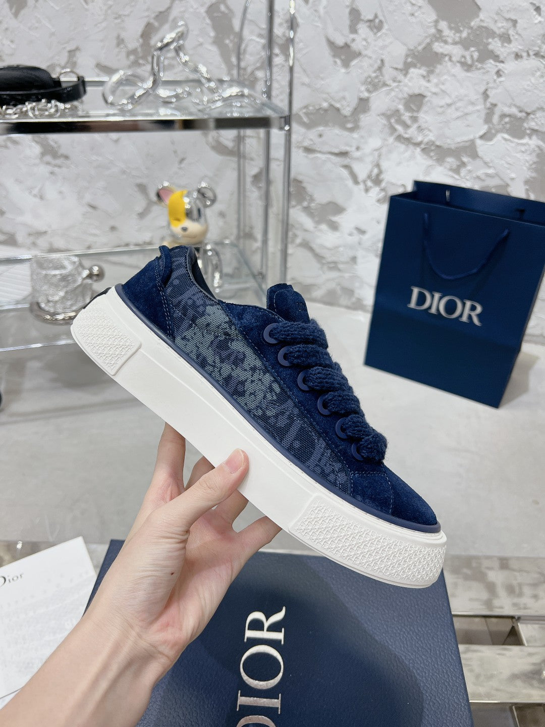 CD B33 Sneaker 30mm In Navy Blue Suede 100660