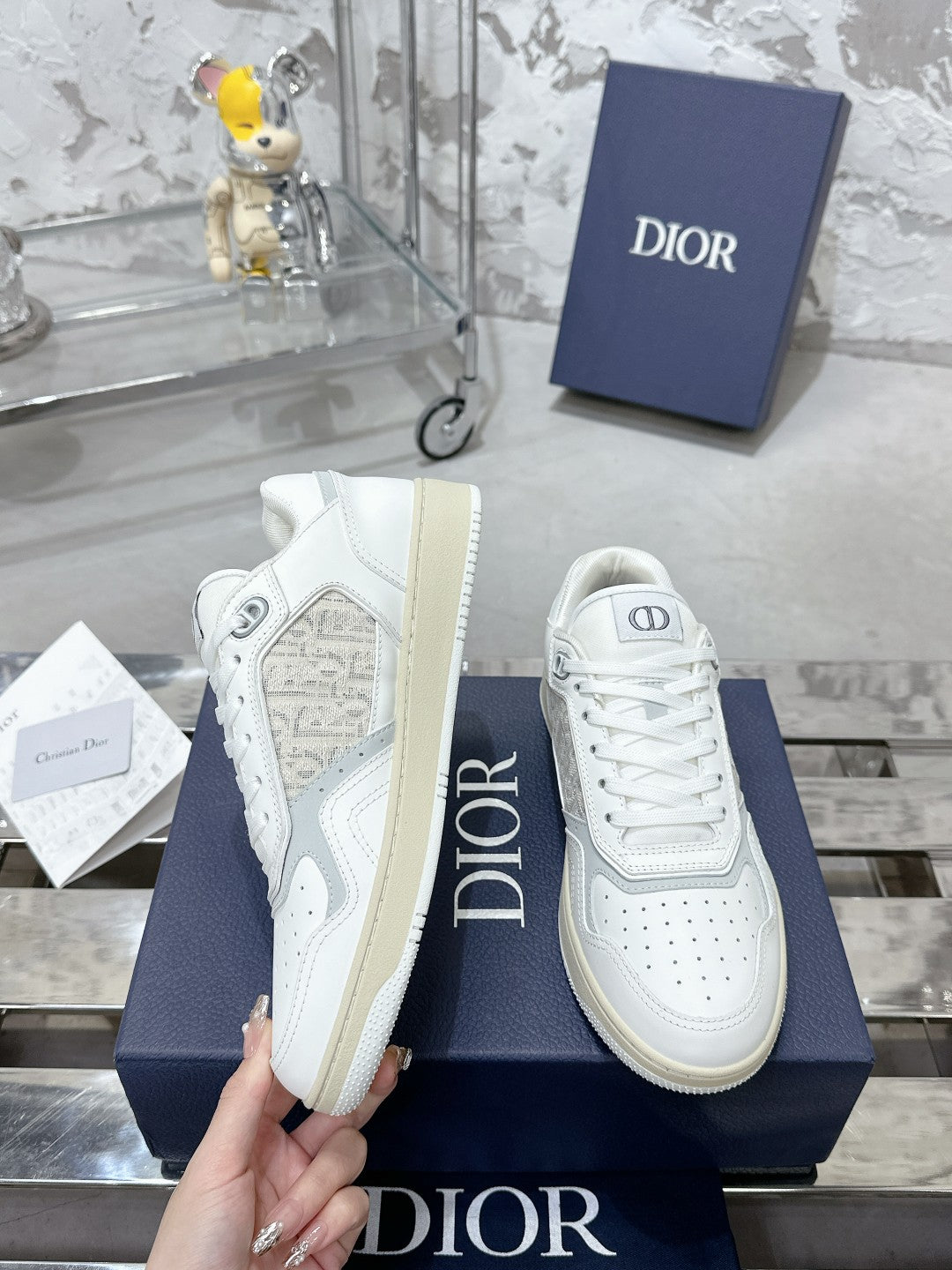 CD B27 Low-Top Sneaker 30mm In White Monogram Calfskin 100783