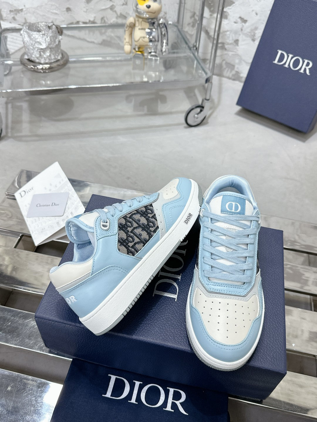 CD B27 Low-Top Sneaker 30mm In Could Blue Monogram Calfskin 100797