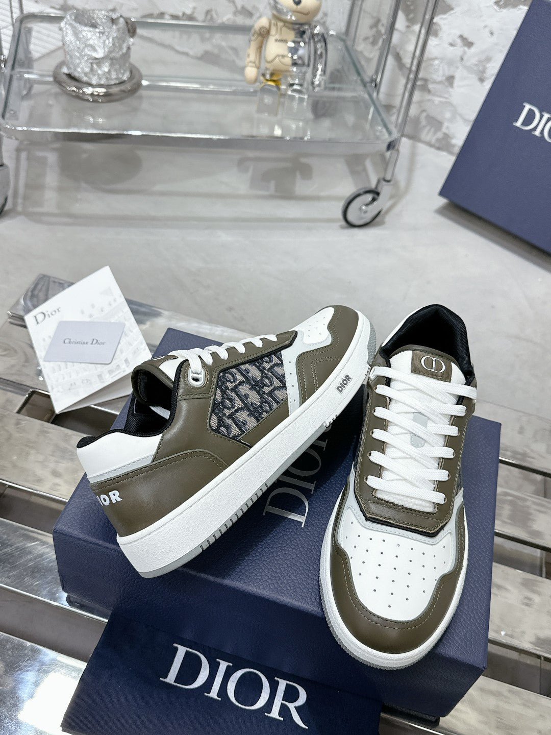 CD B27 Low-Top Sneaker 30mm In Moss Brown Monogram Calfskin 100799