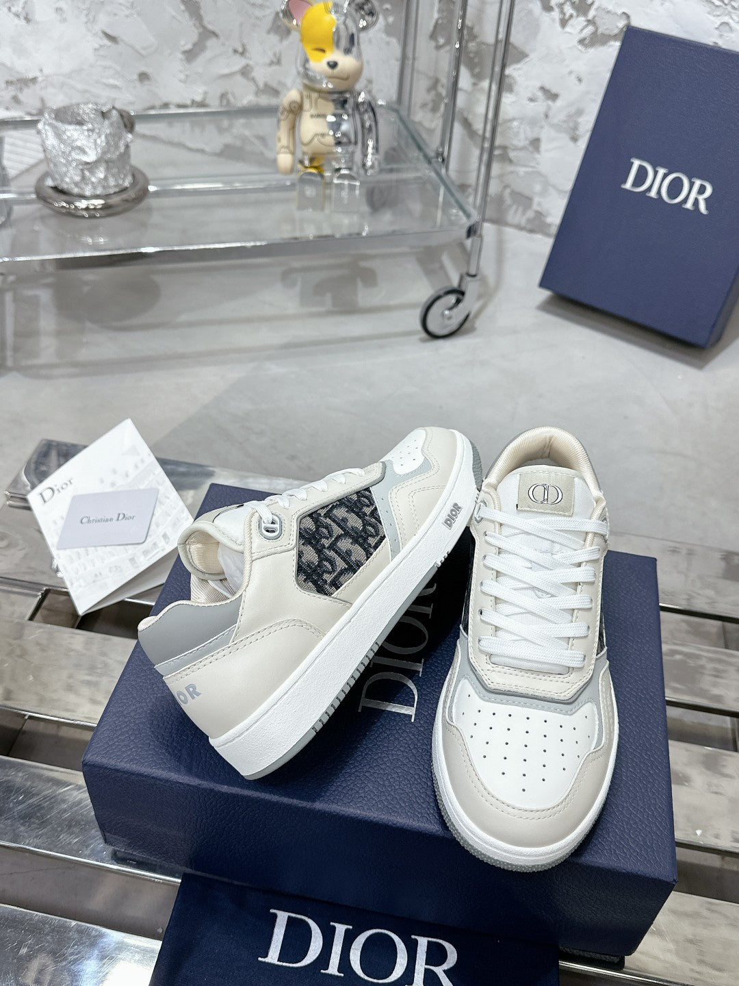 CD B27 Low-Top Sneaker 30mm In Ivory White Monogram Calfskin 100805