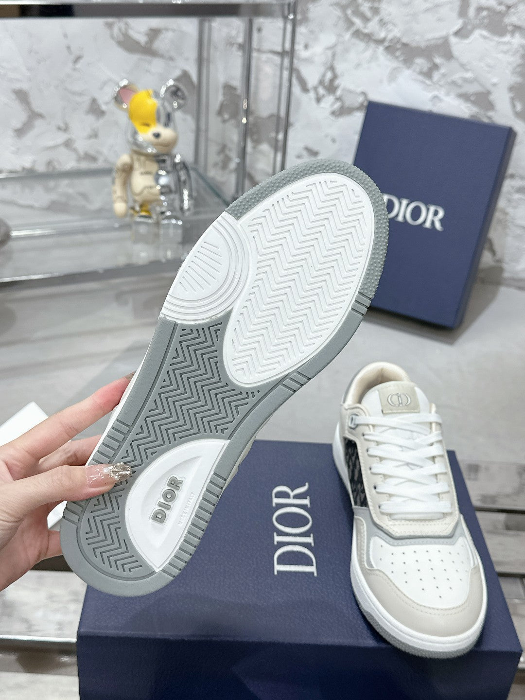CD B27 Low-Top Sneaker 30mm In Ivory White Monogram Calfskin 100805
