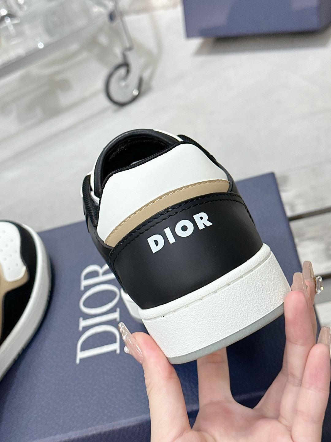 CD B27 Low-Top Sneaker 30mm In Black White Monogram Calfskin 100809