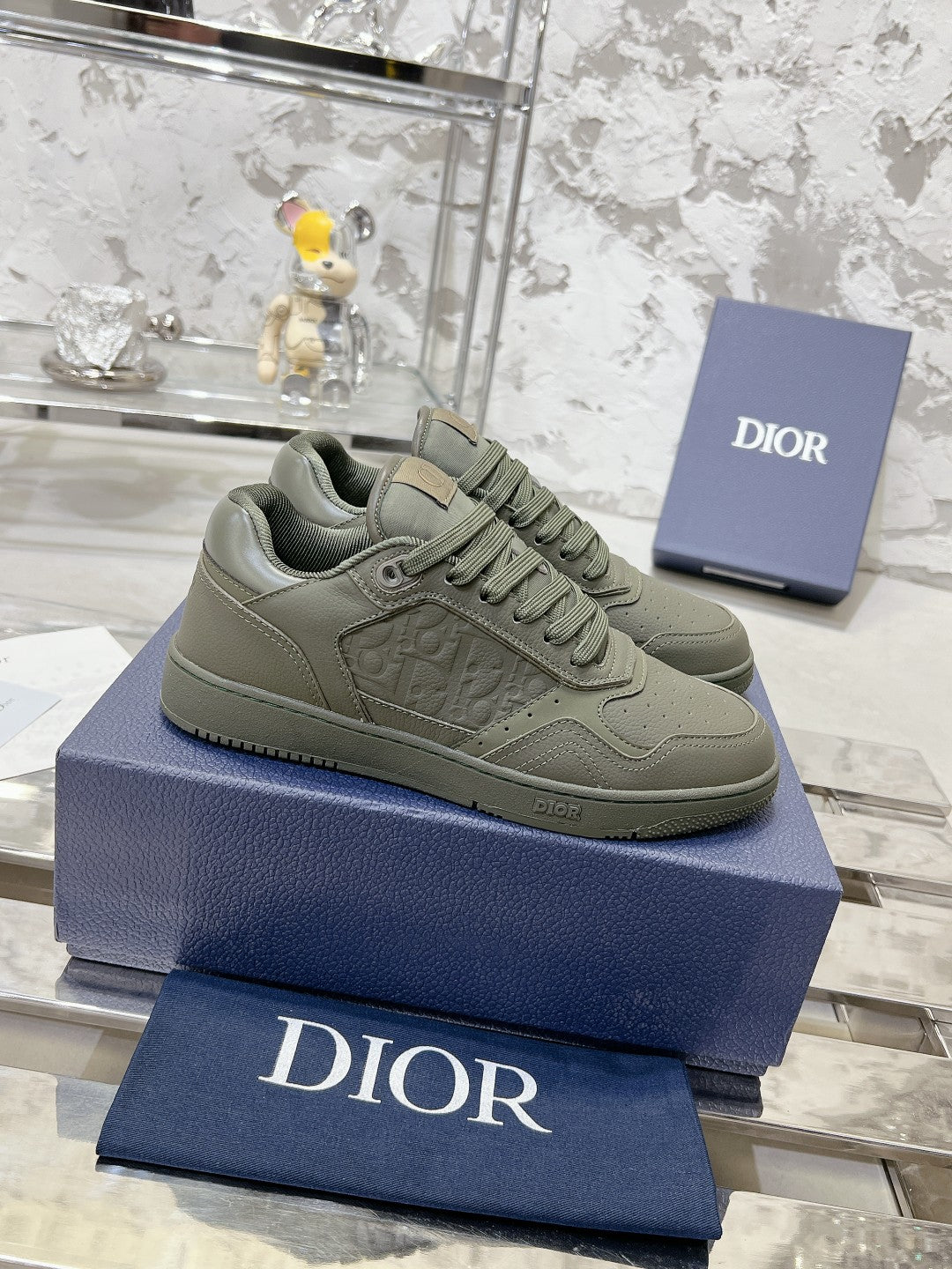 CD B27 Sneaker 30mm In Grey Green Calfskin 100633