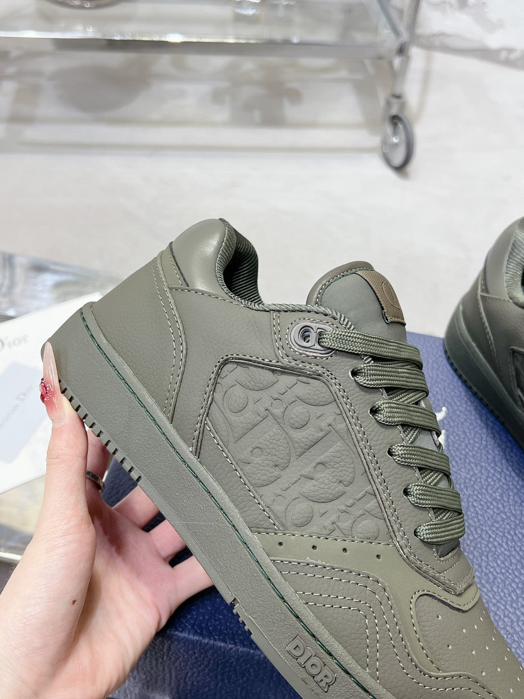 CD B27 Sneaker 30mm In Grey Green Calfskin 100633