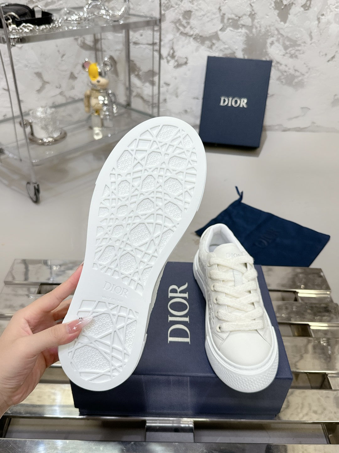 CD B33 Sneaker 30mm In White Monogram Calfskin 100554