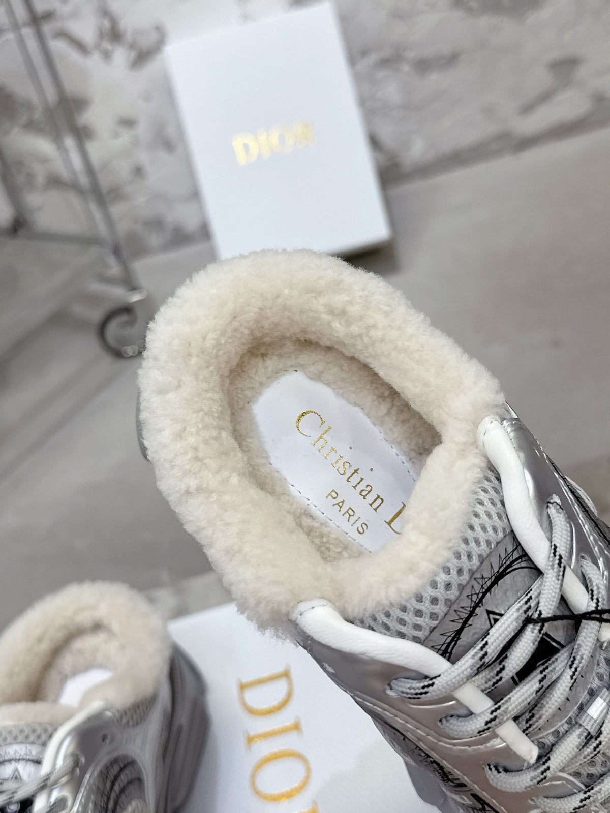 Dior 25 Chrono Sneakers Silver Mesh Calfskin 530322