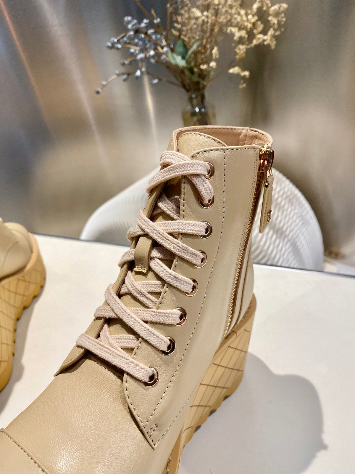 CC Ankle Boots 100m Beige Lambskin
