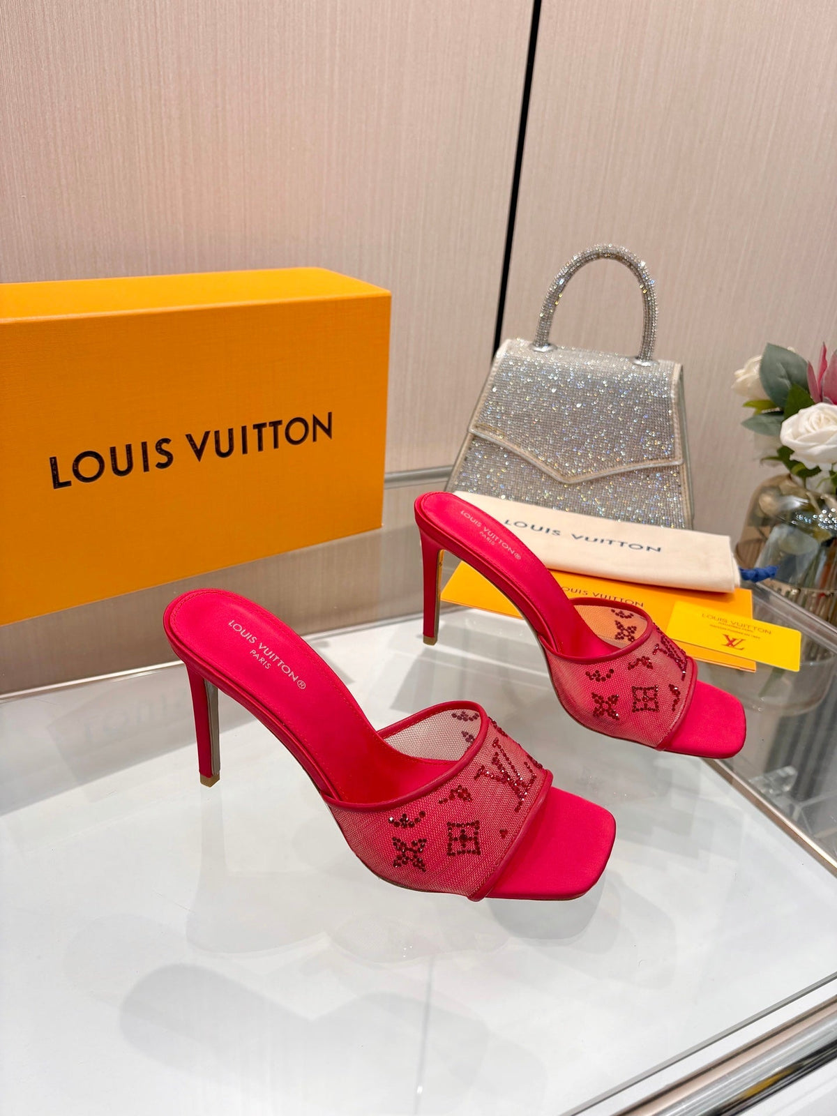 Louis Vuitton 2026 Mules 90mm Mesh Sheepskin 803145