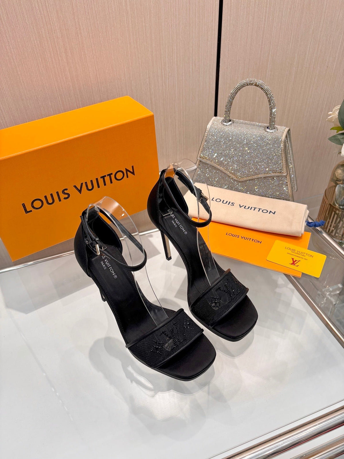 Louis Vuitton 2026 High Heel Sandals 110mm Mesh Silk 803155