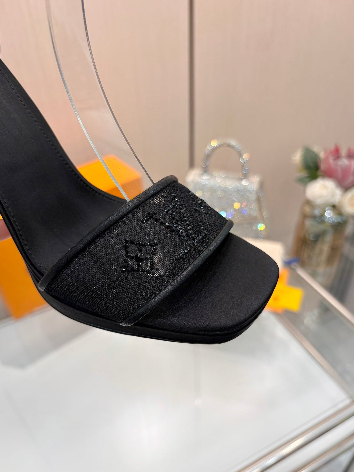 Louis Vuitton 2026 High Heel Sandals 110mm Mesh Silk 803155