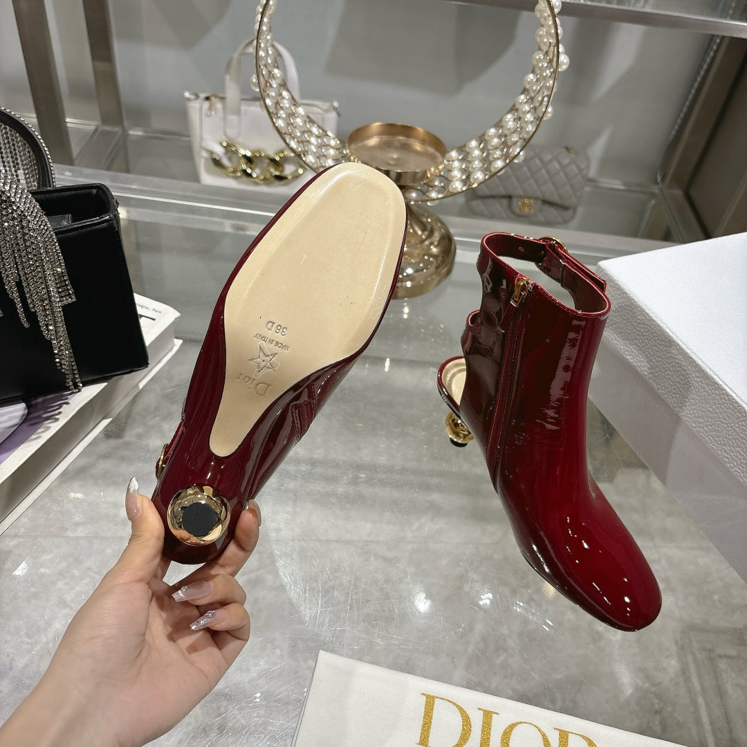 D-Idole Heeled Ankle Boot In Red Glossy Lambskin 996442