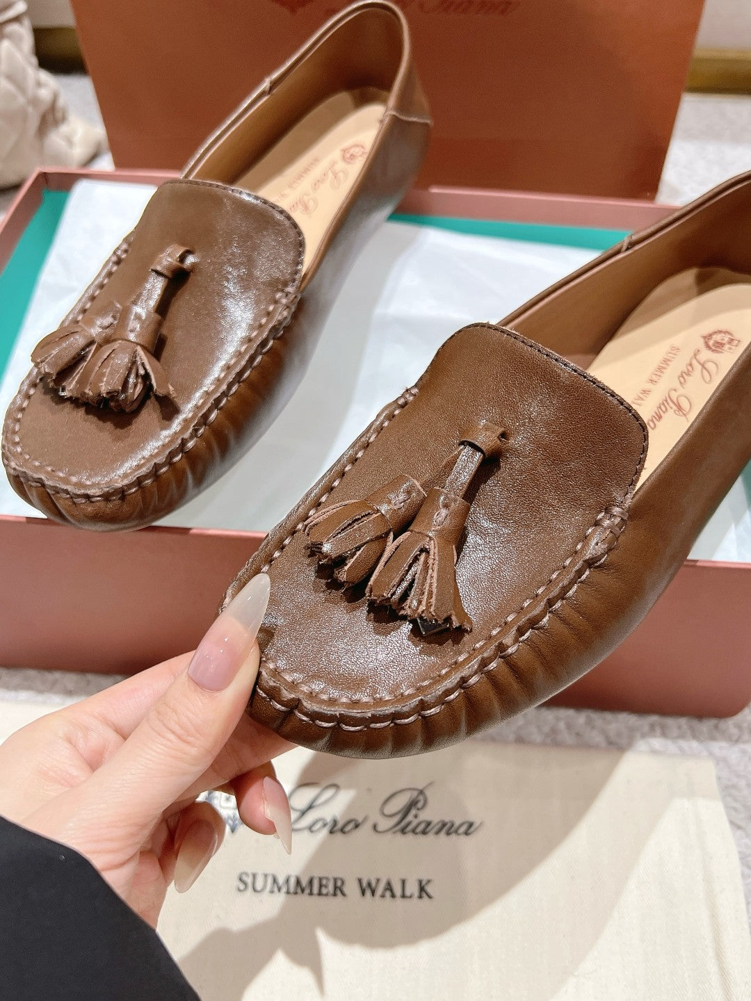 LP Dot sole walk mocassinown Chocolate Leather 215007