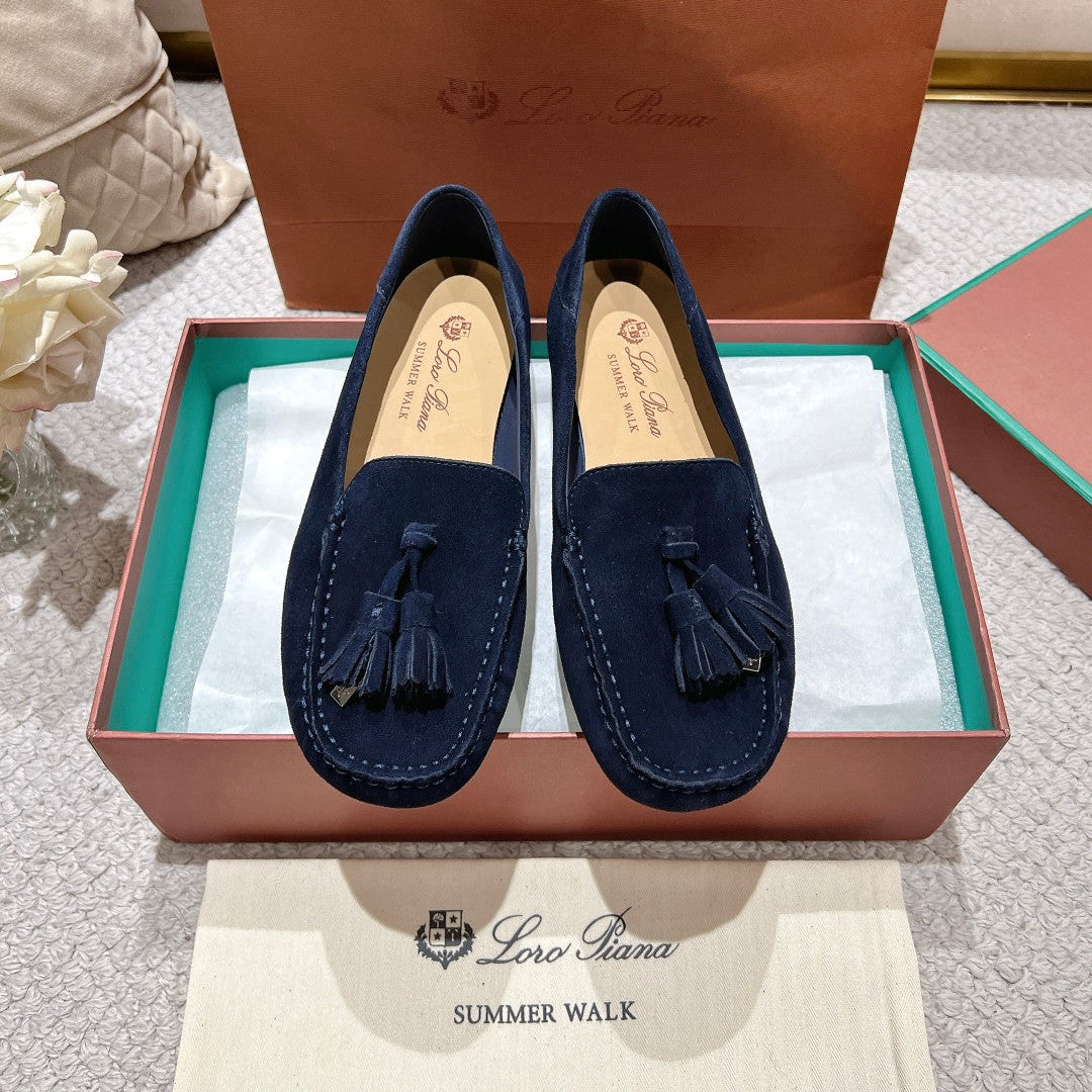LP Dot sole walk mocassinown Navy Blue Suede 215003