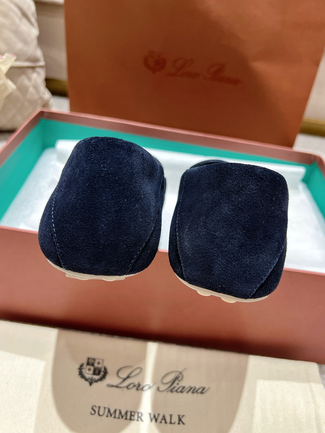 LP Dot sole walk mocassinown Navy Blue Suede 215003