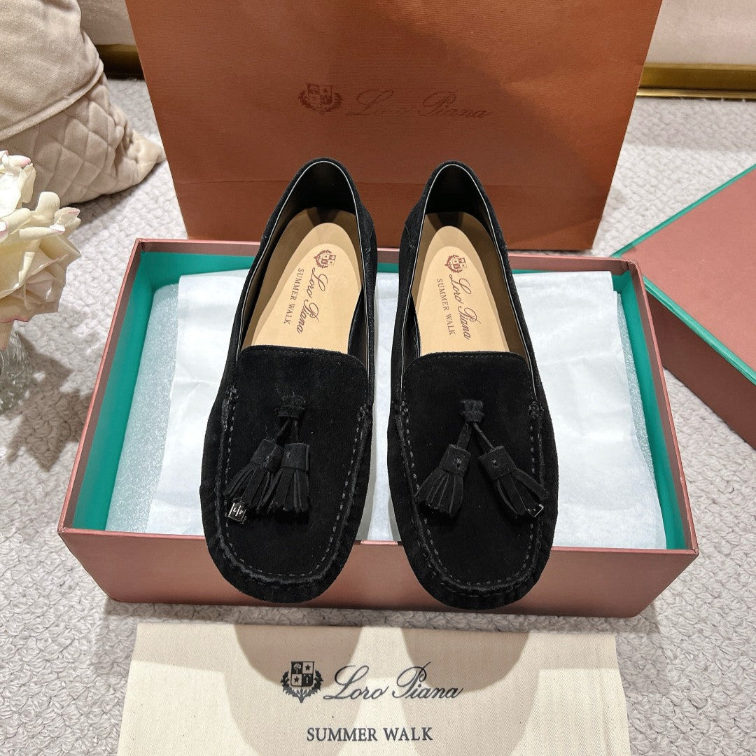 LP Dot sole walk mocassin Black Suede 215000