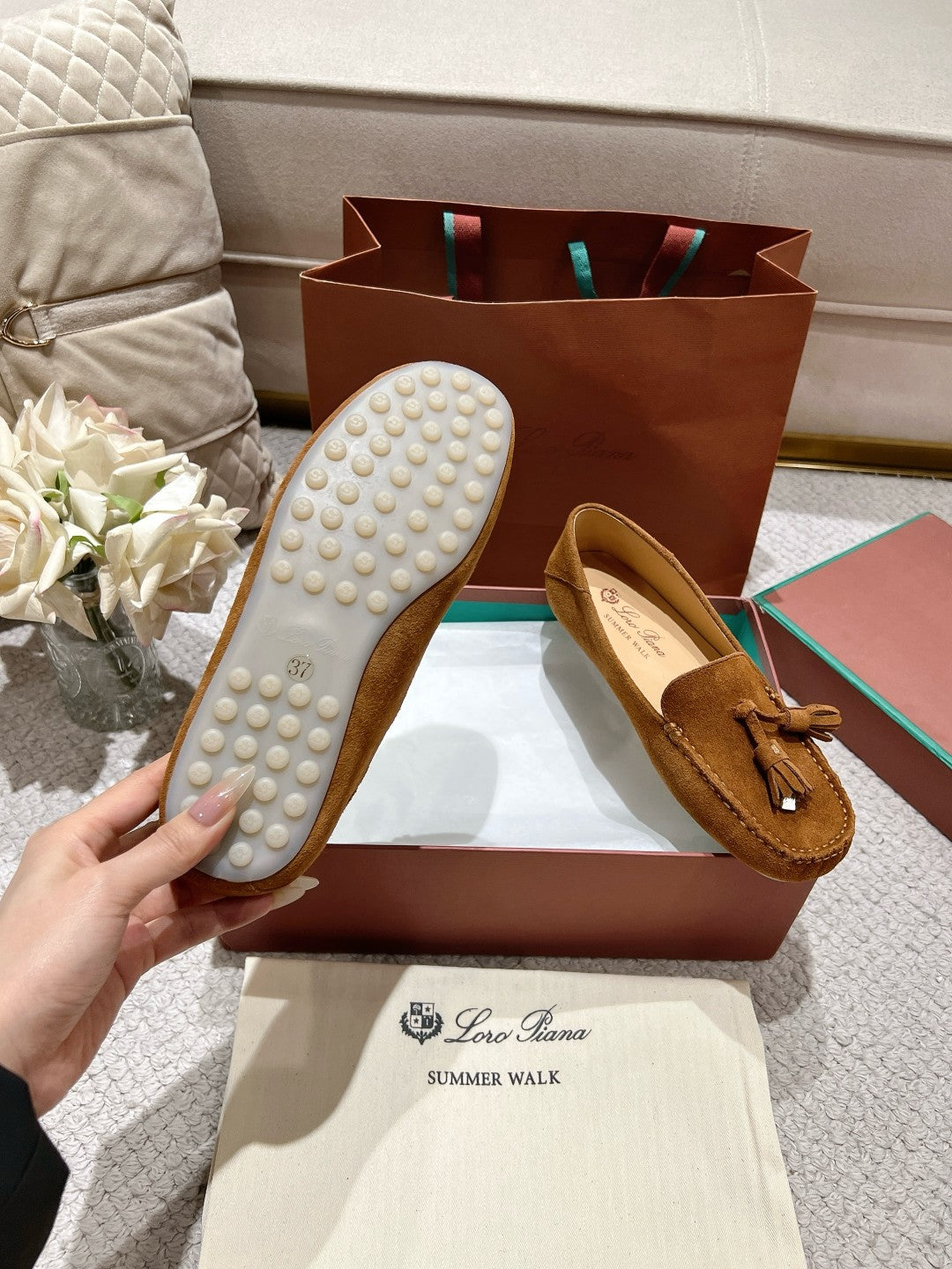 LP Dot sole walk mocassin Cocoa Suede 214999